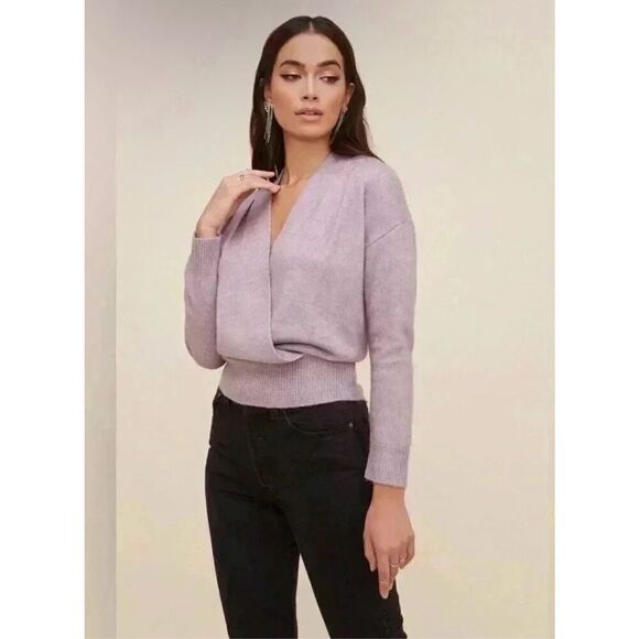 NWT ASTR faux wrap design sweater Lilac M - Picture 2 of 9